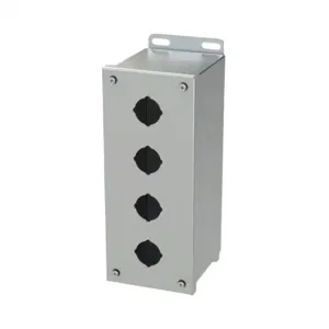 SAGINAW SCE-4PBXSS6 Pushbutton Enclosure, 4 Holes, 30mm, 10 x 4 x 5 Inch Size, Wall Mount | CV6RCU