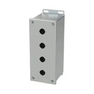 SAGINAW SCE-4PBXSS6I Pushbutton Enclosure, 4 Holes, 22mm, 10 x 4 x 5 Inch Size, Wall Mount | CV6RCV