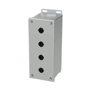 SAGINAW SCE-4PBXSSI Pushbutton Enclosure, 4 Holes, 22mm, 10 x 4 x 5 Inch Size, Wall Mount | CV6RCW