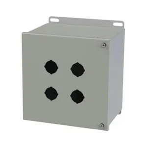 SAGINAW SCE-4SPBH Pushbutton Enclosure, 4 Holes, 30mm, 8 x 8 x 6 Inch Size, Wall Mount, Carbon Steel | CV6RCY