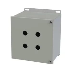 SAGINAW SCE-4SPBHI Pushbutton Enclosure, 4 Holes, 22mm, 8 x 8 x 6 Inch Size, Wall Mount, Carbon Steel | CV6RCZ