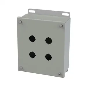 SAGINAW SCE-4SPBI Pushbutton Enclosure, 4 Holes, 22mm, 8 x 7 x 3 Inch Size, Wall Mount, Carbon Steel | CV6RDA