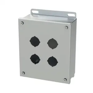 SAGINAW SCE-4SPBSS6 Pushbutton Enclosure, 4 Holes, 30mm, 8 x 7 x 3 Inch Size, Wall Mount | CV6RDC