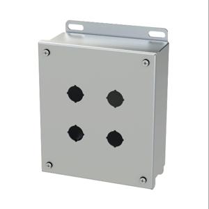 SAGINAW SCE-4SPBSSI Pushbutton Enclosure, 4 Holes, 22mm, 8 x 7 x 3 Inch Size, Wall Mount, 304 Stainless Steel | CV6RDE
