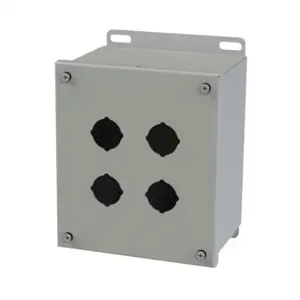 SAGINAW SCE-4SPBX Pushbutton Enclosure, 4 Holes, 30mm, 8 x 7 x 5 Inch Size, Wall Mount, Carbon Steel | CV6RDF