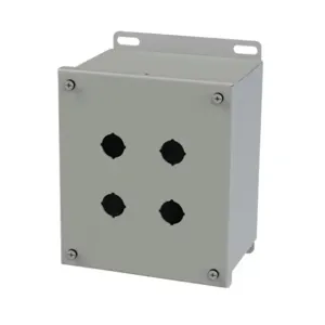 SAGINAW SCE-4SPBXI Pushbutton Enclosure, 4 Holes, 22mm, 8 x 7 x 5 Inch Size, Wall Mount, Carbon Steel | CV6RDG