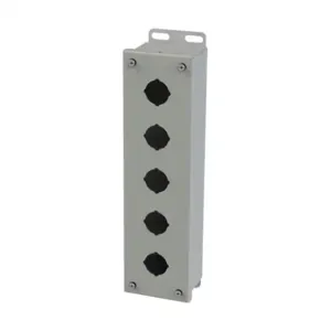 SAGINAW SCE-5PB Pushbutton Enclosure, 5 Holes, 30mm, 13 x 4 x 3 Inch Size, Wall Mount, Carbon Steel | CV6RDJ