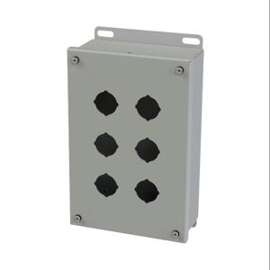 SAGINAW SCE-6PB Pushbutton Enclosure, 6 Holes, 30mm, 10 x 7 x 3 Inch Size, Wall Mount, Carbon Steel | CV6REL