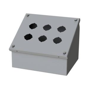 SAGINAW SCE-6PBA Pushbutton Consolet, 6 Holes, 30mm, 7 x 9 x 7 Inch Size, Wall Mount, Carbon Steel | CV6NQG