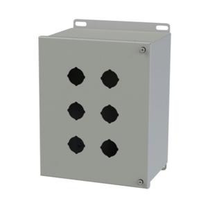 SAGINAW SCE-6PBH Pushbutton Enclosure, 6 Holes, 30mm, 10 x 8 x 6 Inch Size, Wall Mount, Carbon Steel | CV6REN