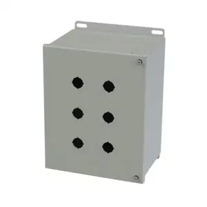 SAGINAW SCE-6PBHI Pushbutton Enclosure, 6 Holes, 22mm, 10 x 8 x 6 Inch Size, Wall Mount, Carbon Steel | CV6REP