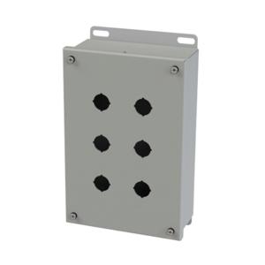 SAGINAW SCE-6PBI Pushbutton Enclosure, 6 Holes, 22mm, 10 x 7 x 3 Inch Size, Wall Mount, Carbon Steel | CV6REQ