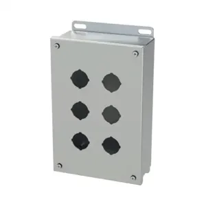 SAGINAW SCE-6PBSS Pushbutton Enclosure, 6 Holes, 30mm, 10 x 7 x 3 Inch Size, Wall Mount | CV6RER