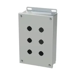 SAGINAW SCE-6PBSS6I Pushbutton Enclosure, 6 Holes, 22mm, 10 x 7 x 3 Inch Size, Wall Mount | CV6REU