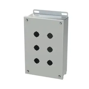 SAGINAW SCE-6PBSSI Pushbutton Enclosure, 6 Holes, 22mm, 10 x 7 x 3 Inch Size, Wall Mount | CV6REV