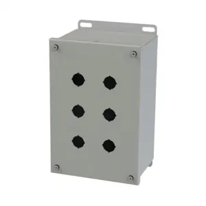 SAGINAW SCE-6PBXI Pushbutton Enclosure, 6 Holes, 22mm, 10 x 7 x 5 Inch Size, Wall Mount, Carbon Steel | CV6REZ