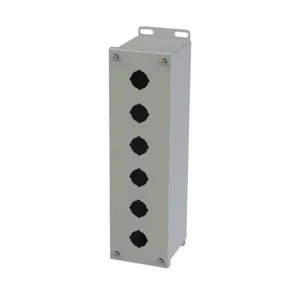 SAGINAW SCE-6PBXVL Pushbutton Enclosure, 6 Holes, 30mm, 15 x 4 x 5 Inch Size, Wall Mount, Carbon Steel | CV6RFB