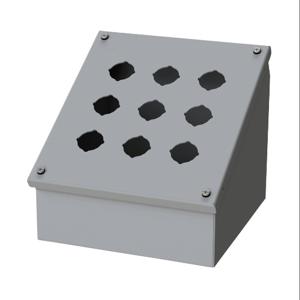 SAGINAW SCE-9PBA Pushbutton Consolet, 9 Holes, 30mm, 9 x 9 x 8 Inch Size, Wall Mount, Carbon Steel | CV6NQL