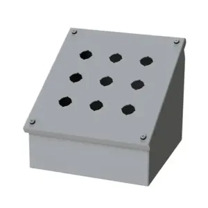 SAGINAW SCE-9PBAI Pushbutton Consolet, 9 Holes, 22mm, 9 x 9 x 8 Inch Size, Wall Mount, Carbon Steel | CV6NQM