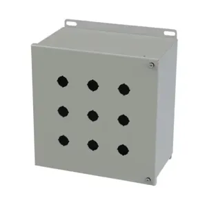 SAGINAW SCE-9PBHI Pushbutton Enclosure, 9 Holes, 22mm, 10 x 10 x 6 Inch Size, Wall Mount, Carbon Steel | CV6RGM