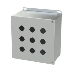 SAGINAW SCE-9PBHSS Pushbutton Enclosure, 9 Holes, 30mm, 10 x 10 x 6 Inch Size, Wall Mount | CV6RGN