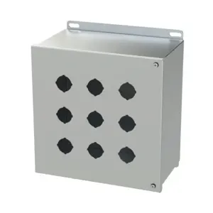 SAGINAW SCE-9PBHSS6 Pushbutton Enclosure, 9 Holes, 30mm, 10 x 10 x 6 Inch Size, Wall Mount | CV6RGP