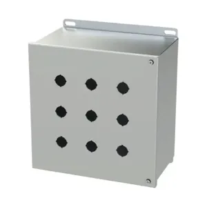 SAGINAW SCE-9PBHSS6I Pushbutton Enclosure, 9 Holes, 22mm, 10 x 10 x 6 Inch Size, Wall Mount | CV6RGQ