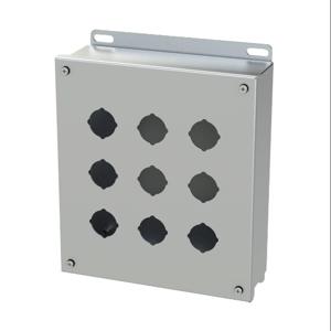 SAGINAW SCE-9PBSS6 Pushbutton Enclosure, 9 Holes, 30mm, 10 x 9 x 3 Inch Size, Wall Mount | CV6RGV