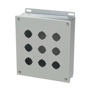 SAGINAW SCE-9PBSS6 Pushbutton Enclosure, 9 Holes, 30mm, 10 x 9 x 3 Inch Size, Wall Mount | CV6RGV