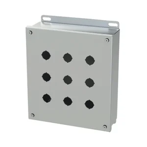 SAGINAW SCE-9PBSS6I Pushbutton Enclosure, 9 Holes, 22mm, 10 x 9 x 3 Inch Size, Wall Mount | CV6RGW