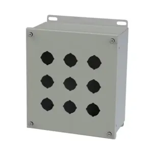 SAGINAW SCE-9PBX Pushbutton Enclosure, 9 Holes, 30mm, 10 x 9 x 5 Inch Size, Wall Mount, Carbon Steel | CV6RGY