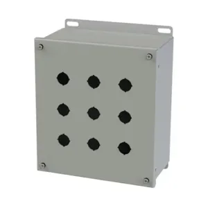 SAGINAW SCE-9PBXI Pushbutton Enclosure, 9 Holes, 22mm, 10 x 9 x 5 Inch Size, Wall Mount, Carbon Steel | CV6RGZ