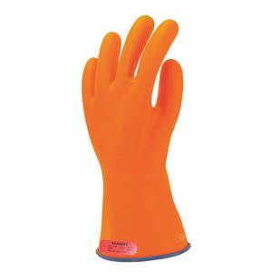 SALISBURY E011BLO/11 Electrical Insulating Gloves, 1000V AC/1500V DC, Straight Cuff, Orange/Blue | CJ2BZZ 44G238
