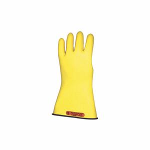 SALISBURY E011BY/8 Electrical Insulating Gloves, 1000V AC/1500V DC, Straight Cuff, Yellow/Black | CJ2CAM 44G269