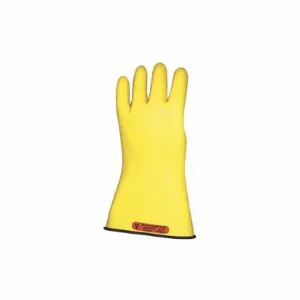 SALISBURY E011BY/8 Electrical Insulating Gloves, 1000V AC/1500V DC, Straight Cuff, Yellow/Black | CJ2CAM 44G269