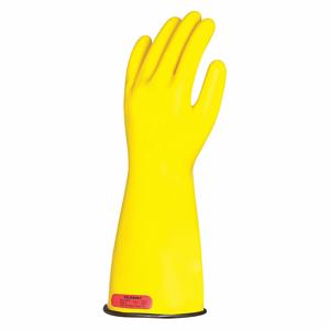 SALISBURY E014BY/7 Electrical Insulating Gloves, 1000V AC/1500V DC, Straight Cuff, Yellow/Black | CJ2BZE 44G292