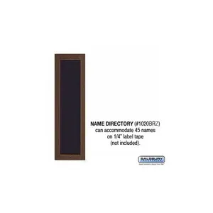 SALSBURY INDUSTRIES 1020BRZ Name Directory, 4 x 14 x 0.25 Inch Size, Bronze | CE7HTX