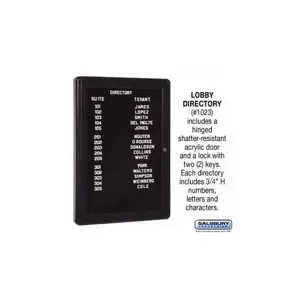 SALSBURY INDUSTRIES 1023 Lobby Directory, 24 x 34 x 2 Inch Size, Black | CE7KBW