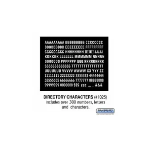 SALSBURY INDUSTRIES 1025 Directory Characters, 9 x 12 x 1 Inch Size | CE7GYA