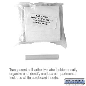 SALSBURY INDUSTRIES 1070 Label Holder, 3 x 0.5 x 0.125 Inch Size, Pack of 50 | CE7HFA