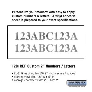 SALSBURY INDUSTRIES 1201REF Custom Letter and Number Set, 1.5 x 2 Inch Size, Horizontal, Reflective Vinyl | CE7GWU
