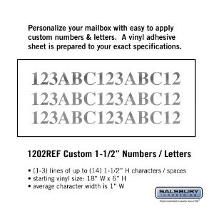 SALSBURY INDUSTRIES 1202REF Benutzerdefiniertes Buchstaben- und Zahlenset, 18 x 6 Zoll Größe, horizontal, reflektierendes Vinyl | CE7GWT