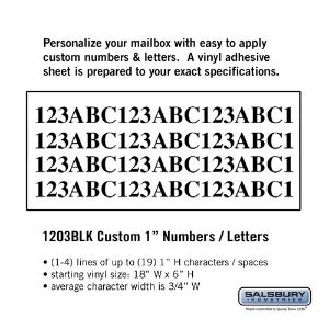 SALSBURY INDUSTRIES 1203 Benutzerdefiniertes Buchstaben- und Zahlenset, 18 x 6 Zoll Größe, horizontal | CE7GWY