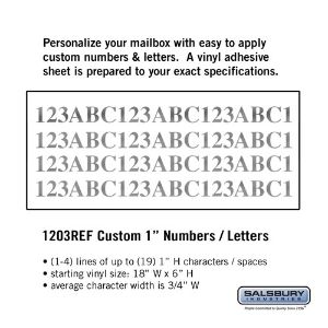 SALSBURY INDUSTRIES 1203REF Custom Letter and Number Set, 18 x 6 Inch Size, Horizontal, Reflective Vinyl | CE7GWR