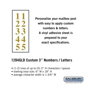 SALSBURY INDUSTRIES 1204REF Custom Letter and Number Set, 1.75 x 3 Inch Size, Vertical, Reflective Vinyl | CE7GXD