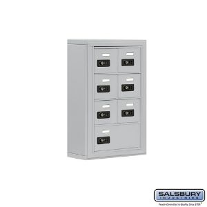 SALSBURY INDUSTRIES 19045-07ASC Cell Phone Storage Locker, 17.5 x 25.5 x 6.25 Inch Size, 4 Door High, Aluminium | CE7FBZ