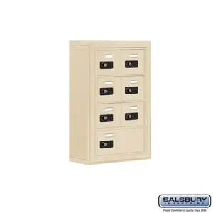 SALSBURY INDUSTRIES 19045-07SSC Cell Phone Storage Locker, 17.5 x 25.5 x 6.25 Inch Size, 4 Door High, Sandstone | CE7FCH