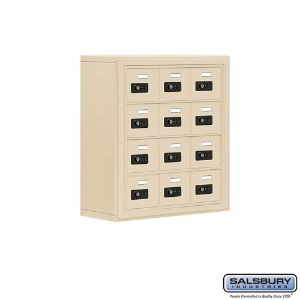 SALSBURY INDUSTRIES 19048-12SSC Cell Phone Storage Locker, 24 x 25.5 x 9.25 Inch Size, 4 Door High, Sandstone | CE7FCX