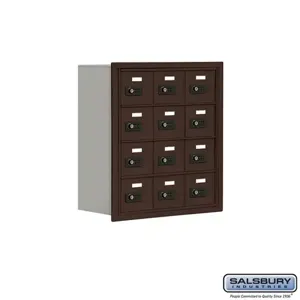 SALSBURY INDUSTRIES 19048-12ZRC Cell Phone Storage Locker, 22.75 x 24.25 x 8.75 Inch Size, 4 Door High, Bronze | CE7FCQ