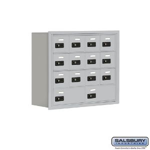 SALSBURY INDUSTRIES 19048-14ARC Handy-Aufbewahrungsfach, 29.25 x 24.25 x 8.75 Zoll Größe, 4 Türen hoch, Aluminium | CE7FCZ